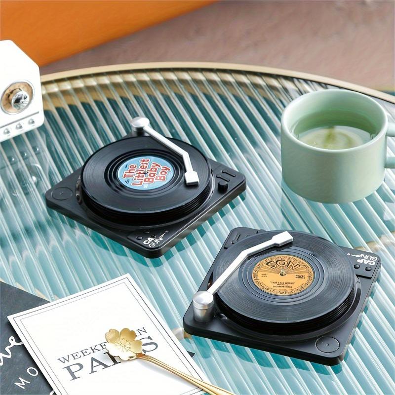 1 шт. Набор подставок под виниловые пластинки в стиле ретро с подставкой для хранения - термостойкие подставки под напитки в форме компакт-дисков для чашек кофе и чая
