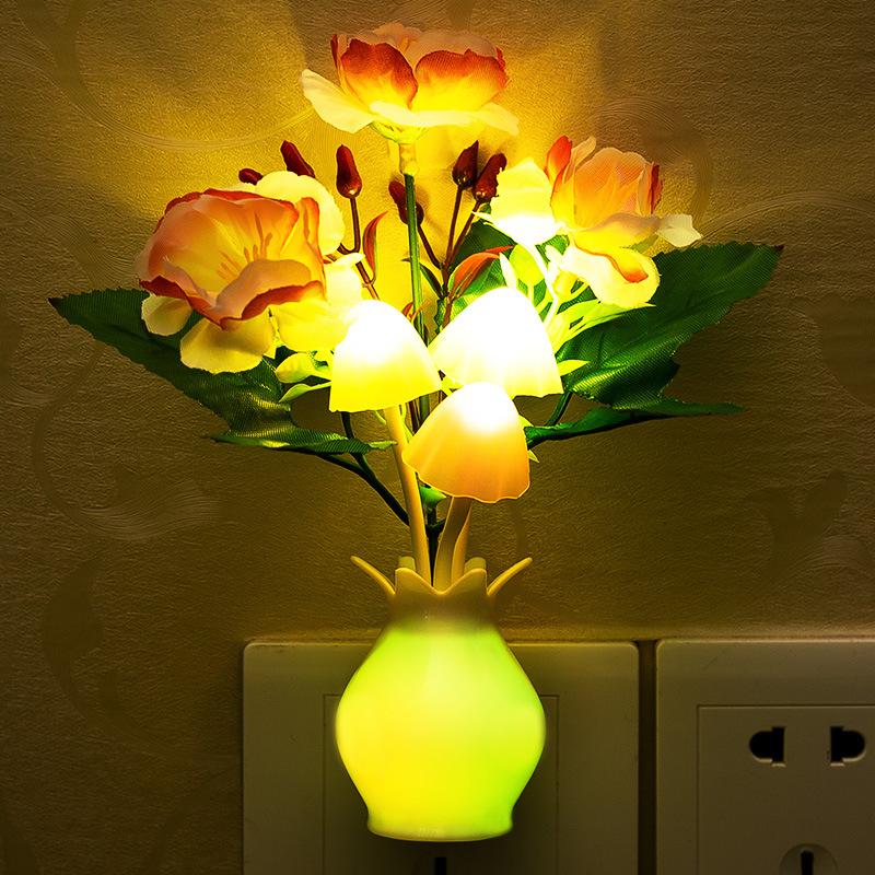 Wall Lamp Home Mushroom Night Lights Induction Luminous Mushroom Lamp US Plug 7 Color Night Light Led Night Lights  Accessories