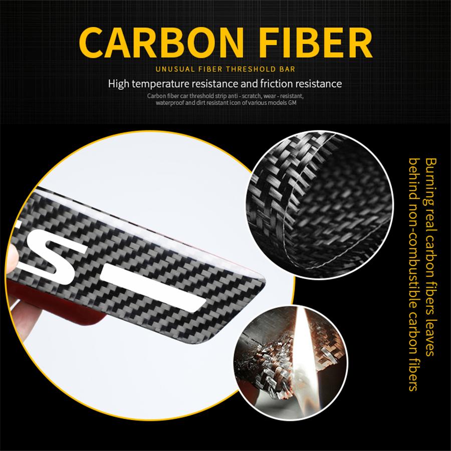 4x Универсальная накладка на порог двери автомобиля, защитная панель, накладка, отделка, карбоновое волокно