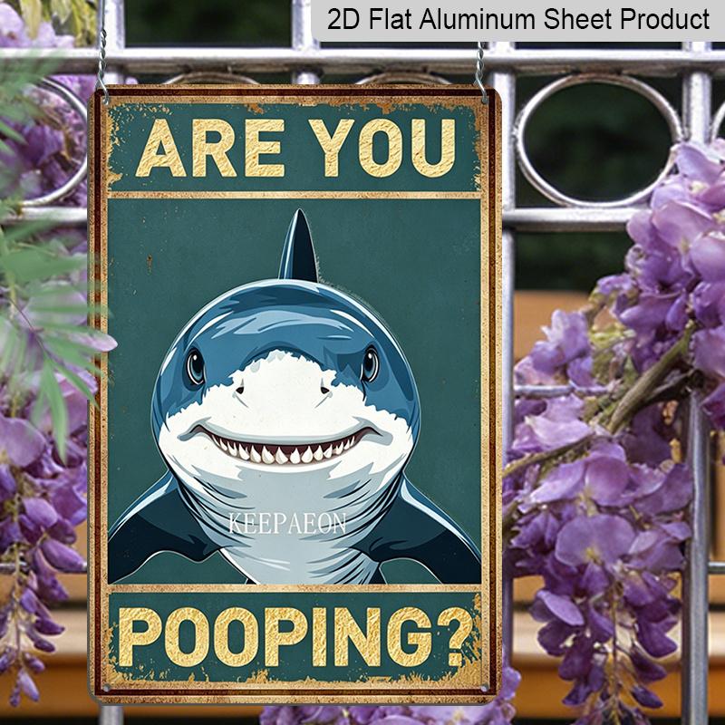 2D Flat Humorous Shark Bathroom Aluminum Sign - Funny Home & Restroom Decor Bathroom Wall Decor, Restroom Humor, Funny Home Bathroom, Guest Bathroom