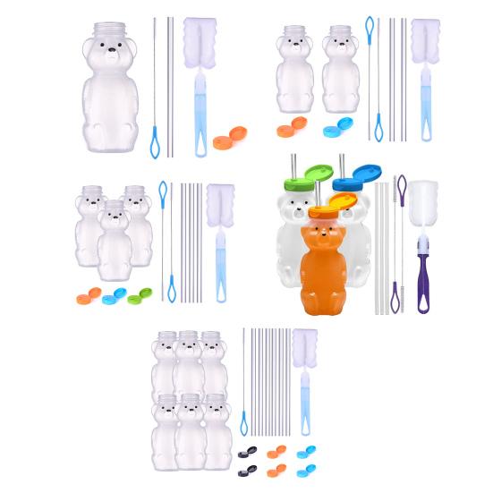 230 мл Кружка-соломинка Форма медвежонка Безопасная для детей Питьевая кружка с защитной крышкой Соломинки Непроливайка Детская кружка-шейкер Посуда для питья