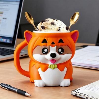 Держатель для пинты мороженого корги с толстовкой с тыквой, чехол с изолированными рукавами, охладитель, очаровательные контейнеры для пинты мороженого на собачью тематику для пива, газировки, десерта