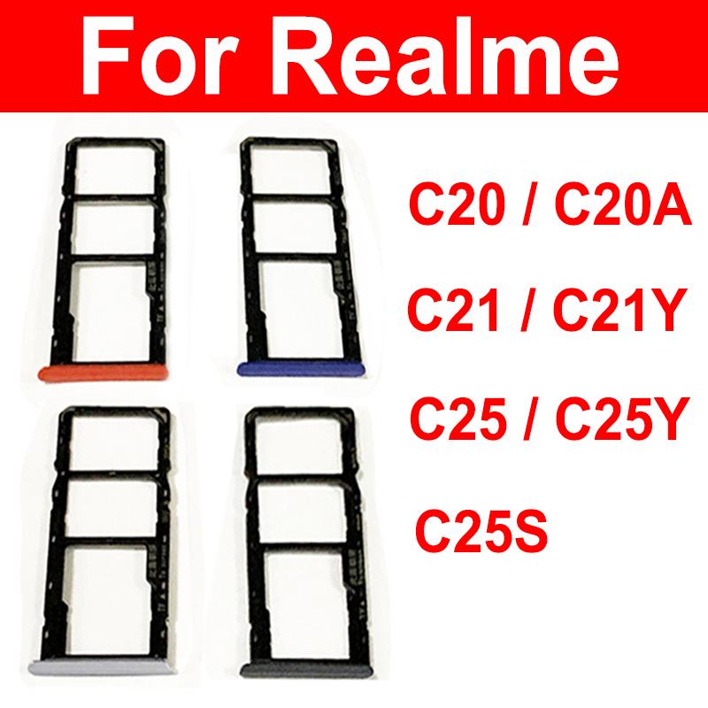 Лоток для SIM-карты для Realme C20 C20A C21 C25 C21Y C25Y C25S, двойной слот для SIM-карты, держатель адаптера, запасные части
