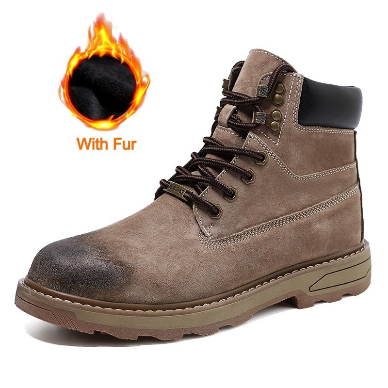 Ботинки в британском стиле для улицы Мужские 2024 Новые Ботильоны из натуральной кожи Высокие на шнуровке Кожаная обувь Модные рабочие Нескользящие ботинки