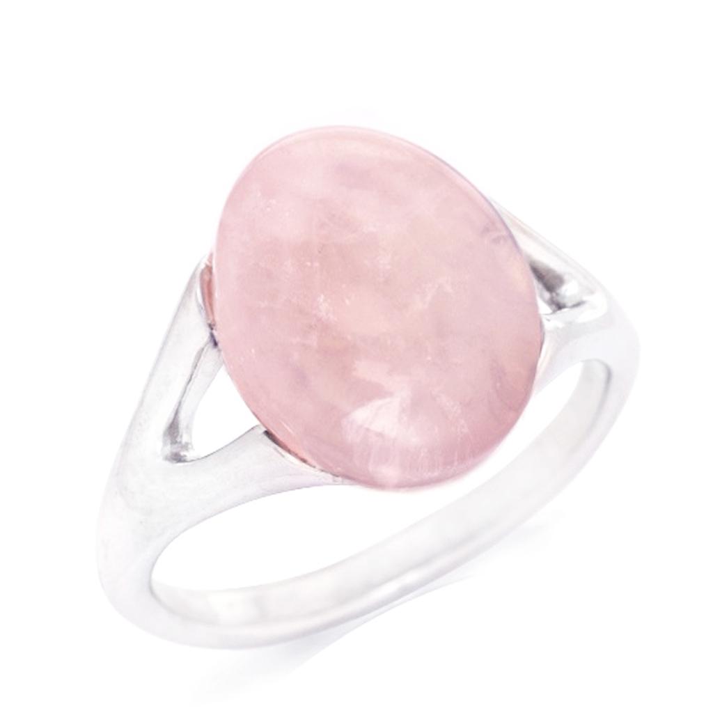 Серебряное кольцо 'Меган' серебряный розовый кварц (родий) - 15x11 мм