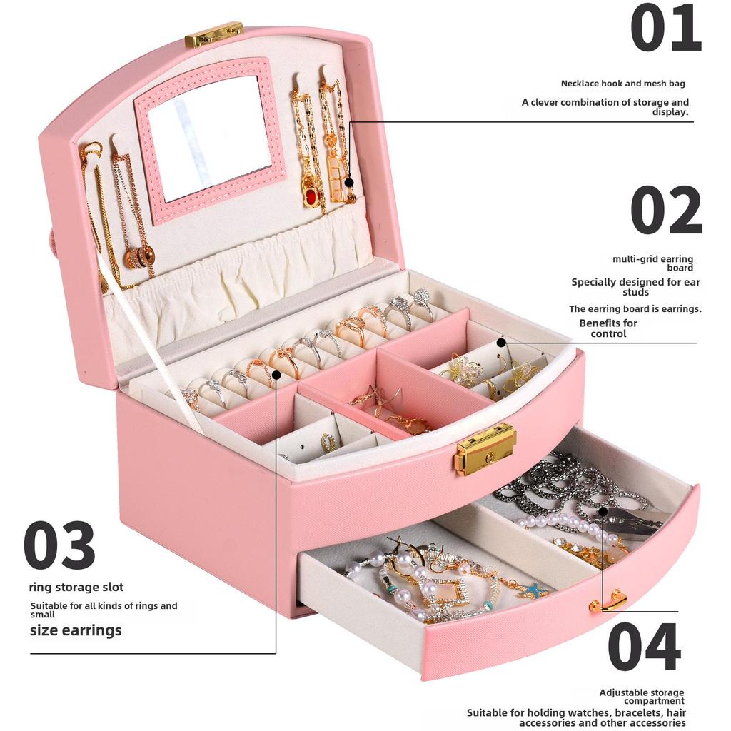 Запираемая многослойная шкатулка для сережек – ящик для хранения детских вещей Princess