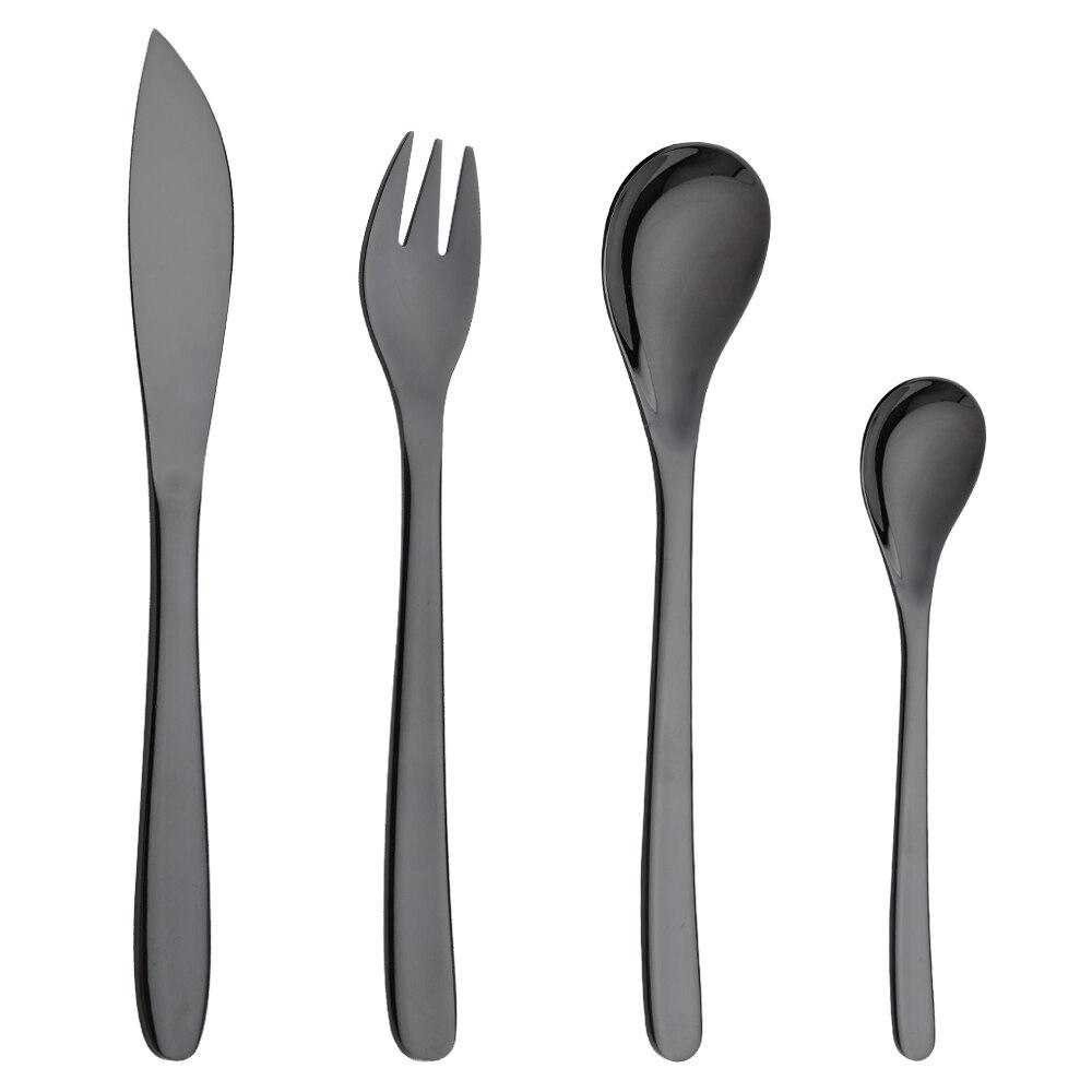 Black Matte Portable Tableware Cutlery Set 18/10 Stainless Steel Dinnerware Set Knife Fork Spoon Silverware Kitchen Flatware Dropshipping