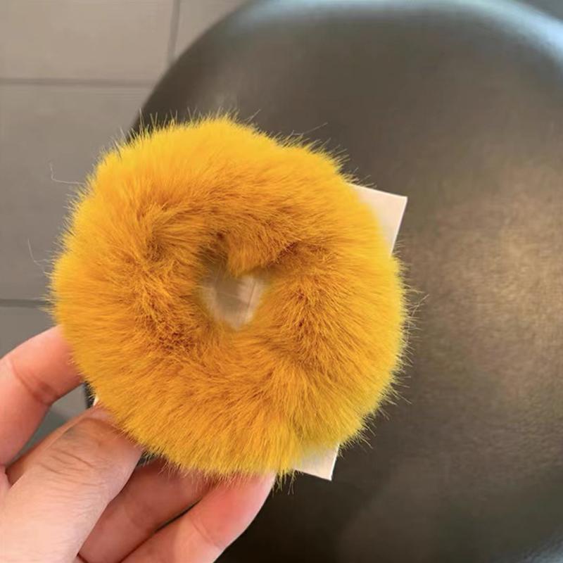 Girls Mink Fur Ponytail Holder Elastic Plush Hair Ring Faux Rabbit Fur Scrunchies Hair Rope Elastic