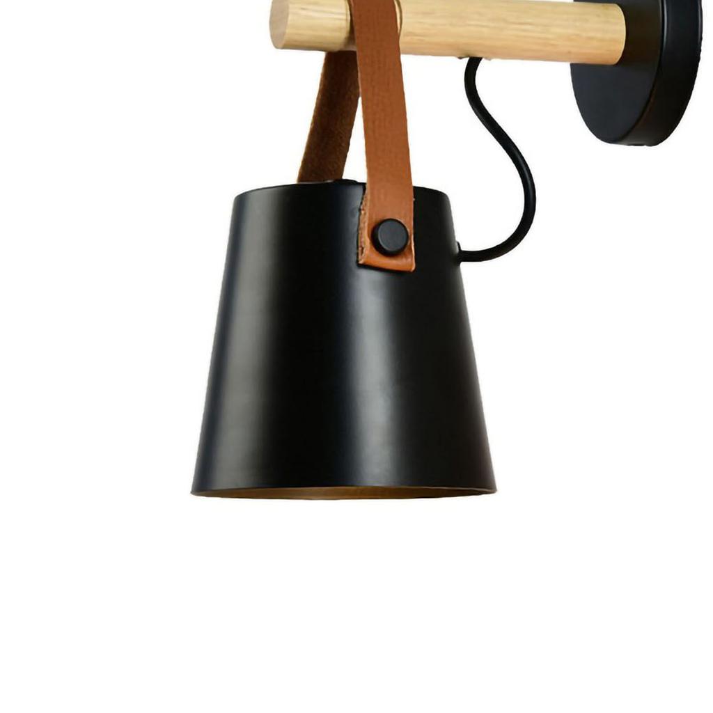 Wall Light Wood Modern Simple Style Night Lamp Home Decoration for Corridor Bedside Black