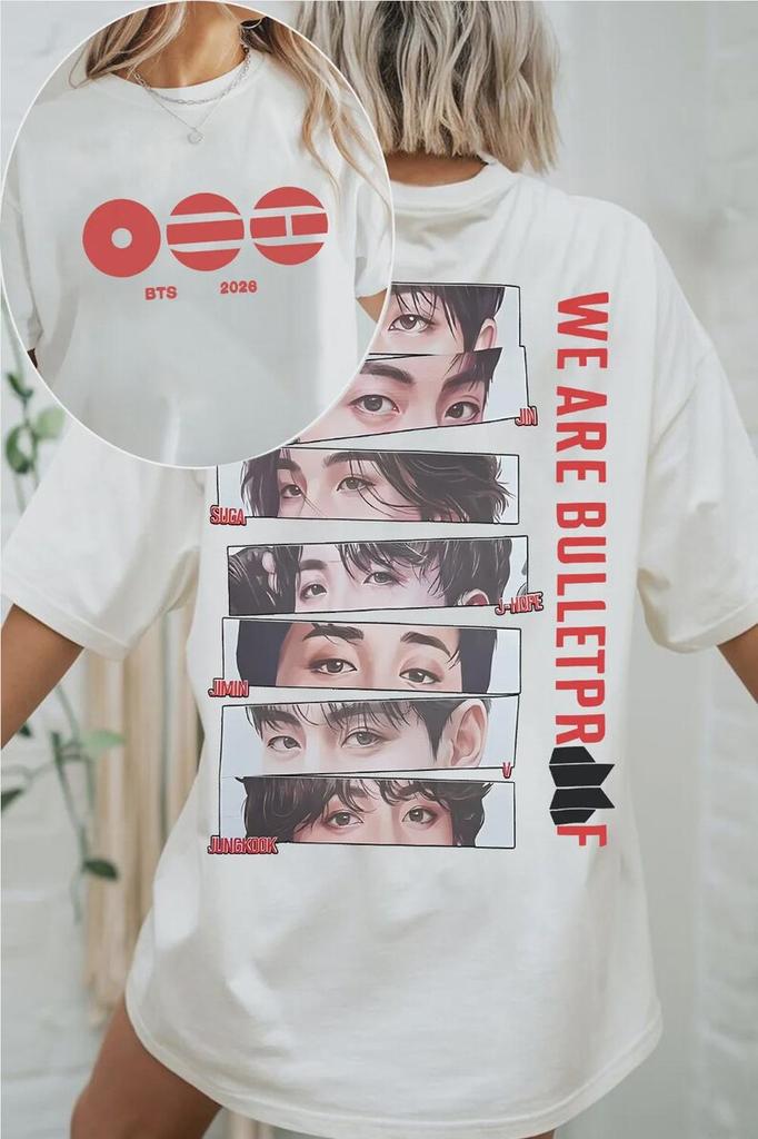 Футболка BTS We Are Bulletproof Tour 2026 RM Jin Suga Jhope Jimin Jungkook Оверсайз Y2k С коротким рукавом Харадзюку Женская одежда