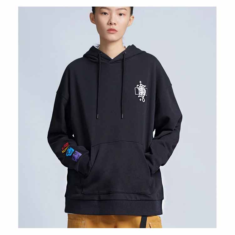 Li Ning X Disney Collaboration Series Printed Loose Pullover Hoodie Men Hoodies Black AWDR445-1