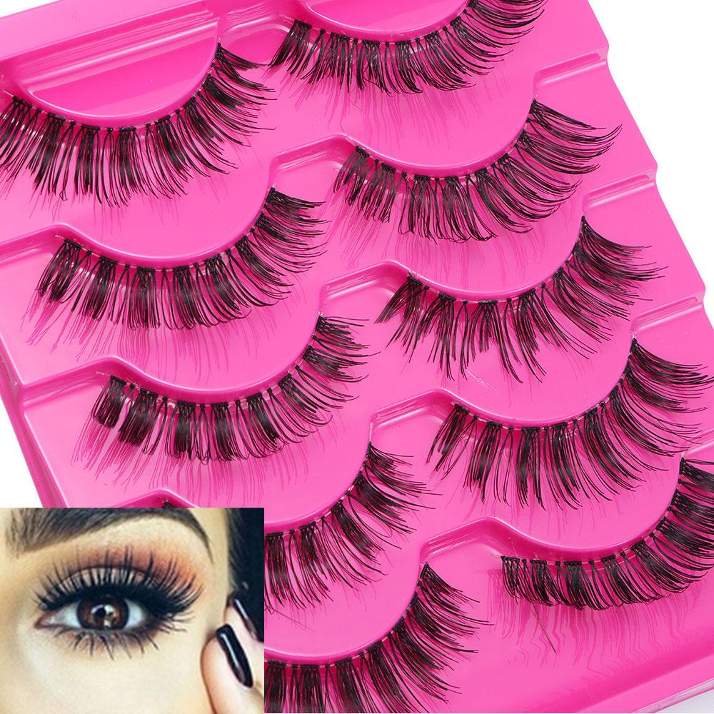 5 Pairs Beauty Cosmetic Soft Natural Thick False Fake Eyelashes Black Eye Lashes Extension Handmade