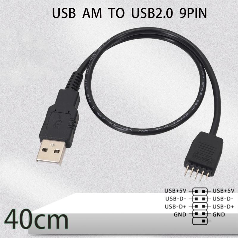 Кабель USB A (папа) на 9-контактный разъем материнской платы для внутреннего подключения компьютера и сборки ПК своими руками
