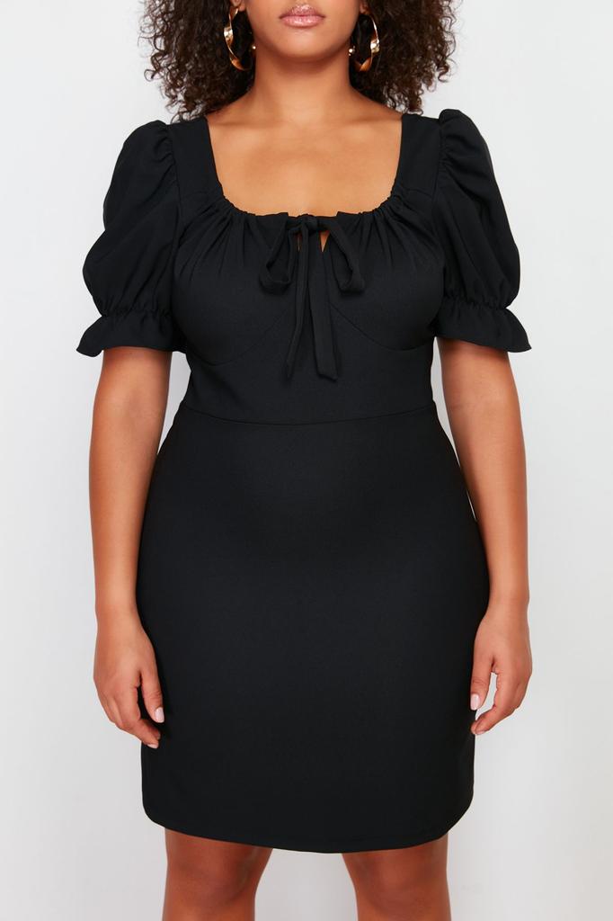 Женское стильное черное мини-платье трапециевидной формы больших размеров больших размеров