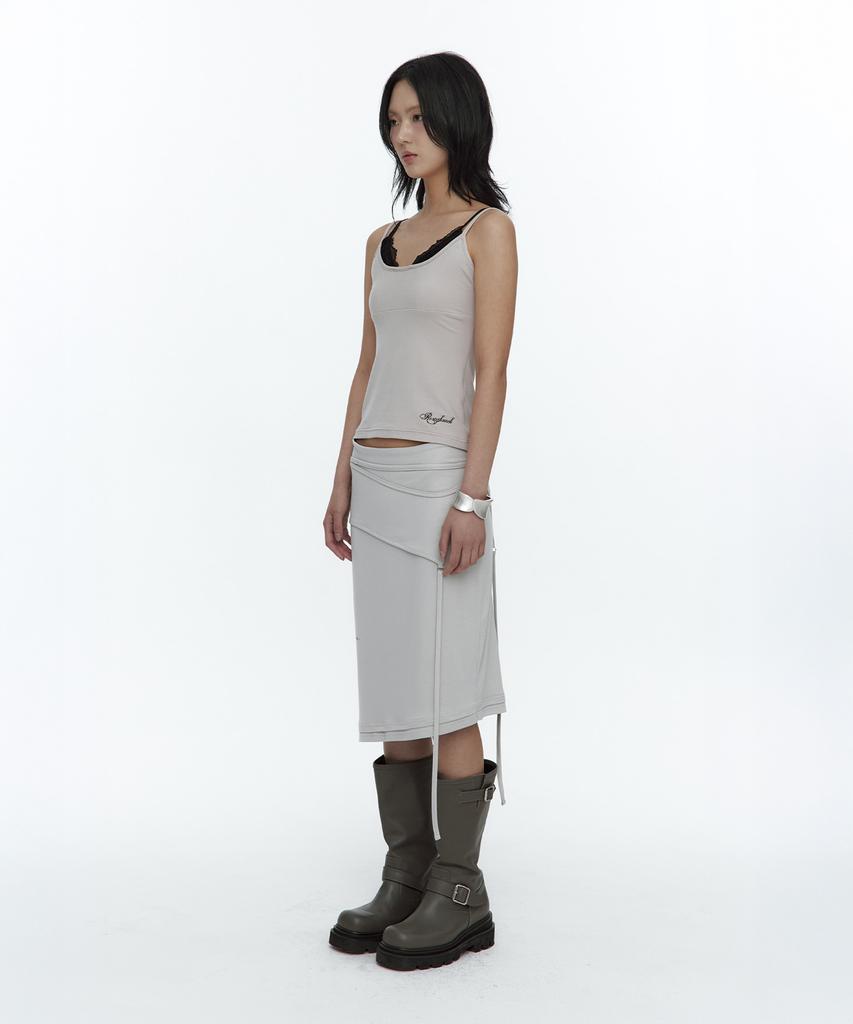 Rough Neck Asymmetric Panel Skirt Fog