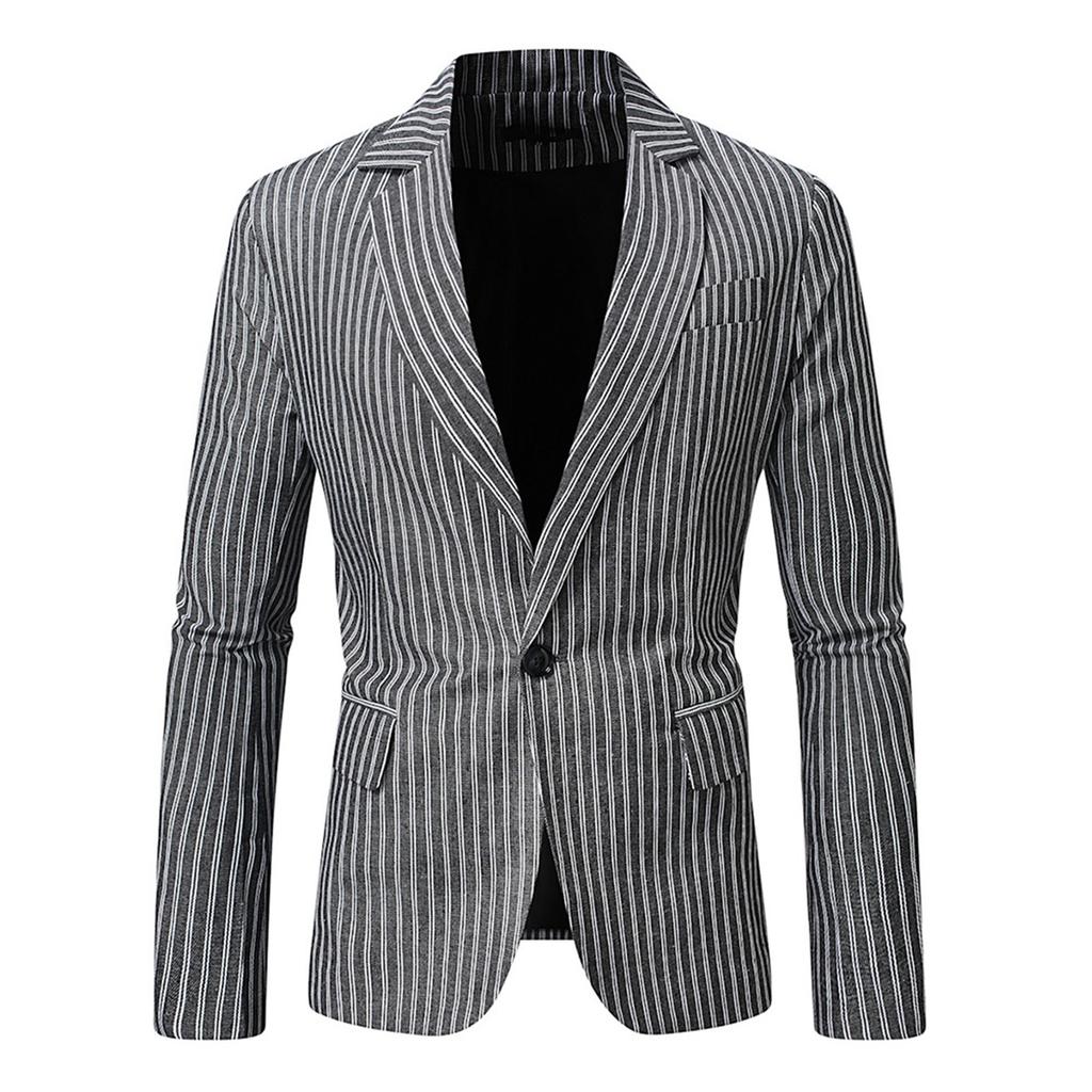 Men's Spring Casual Stand Collar Long Sleeve Single Breasted Suit