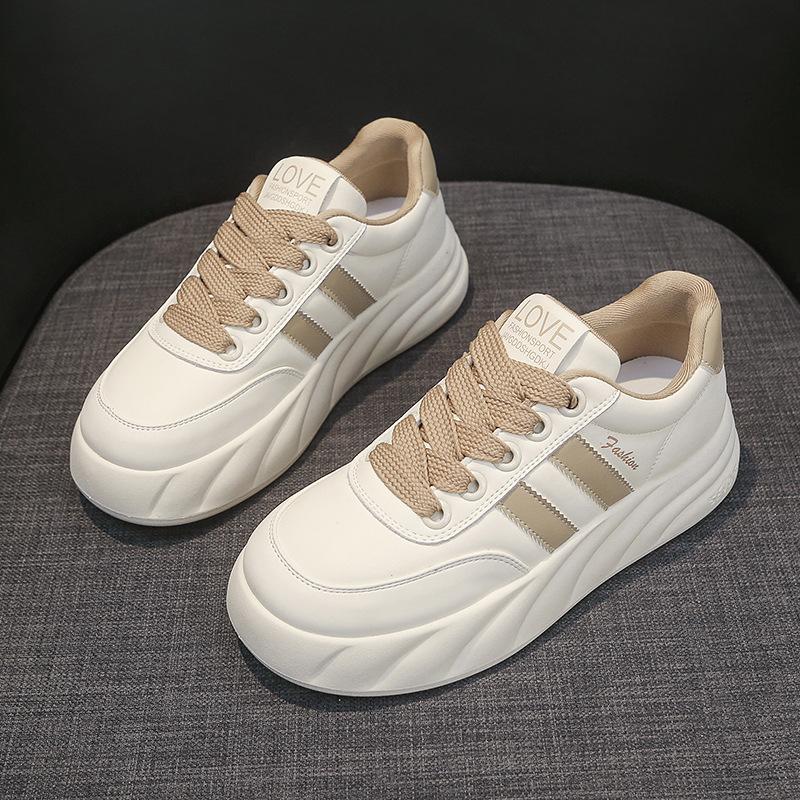 Leather White Shoes Spring New Platform Height Increasing Women Shoes Versatile Sneakers Casual Shoes for Women Sneaker
