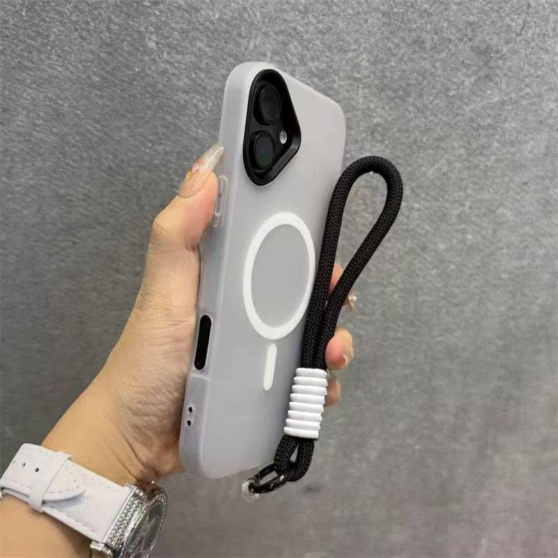 Для Magsafe Конфетный Контрастный Шнурок Магнитный Чехол для iPhone 17 16 15 Pro Max 14 Plus 11 12 13 17 Air Ремешок на Руку/Запястье Матовый Чехол