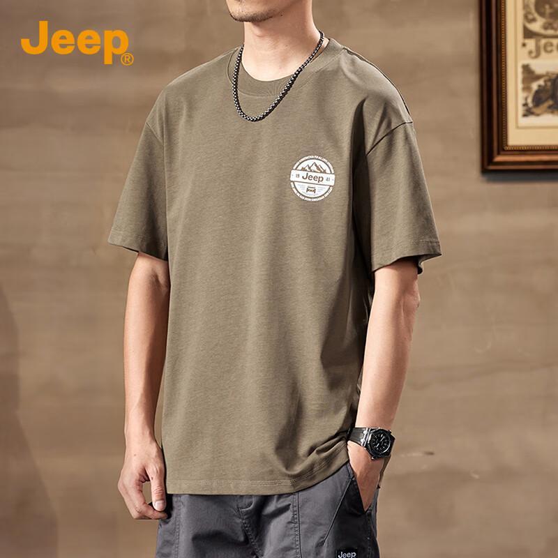 Jeep Мужская летняя свободная футболка из чистого хлопка