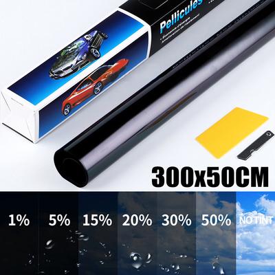 300 см x 50 см черная пленка для окон автомобиля, тонировочная пленка в рулоне, автомобильное домашнее оконное стекло, летняя солнечная УФ-защитная наклейка