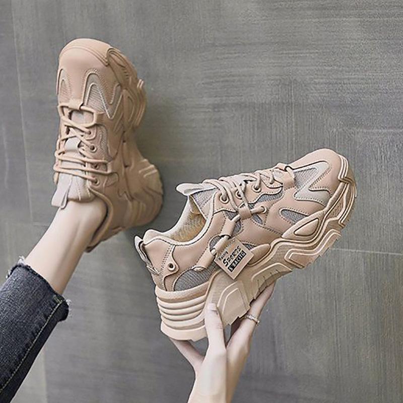 High-quality Women's Shoes Spring and Autumn New Super Popular Dad Shoes Thick Sole Heightening Soft Leather Versatile Single Shoes