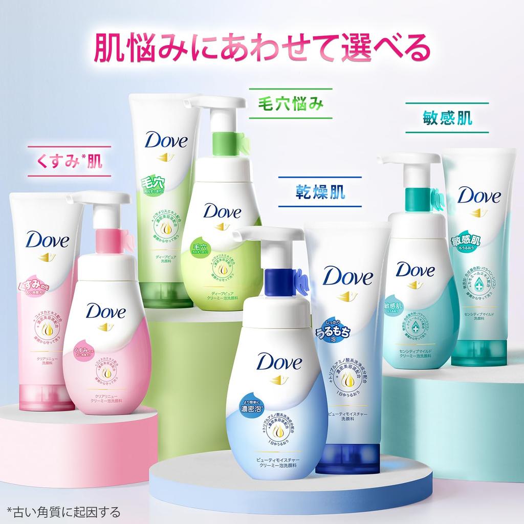 Dove Clear Renew Тонизирующее средство для умывания 130 г x 4 штуки Поставляется с листовкой Нежный цветочный аромат Отшелушивающий, Тусклый,