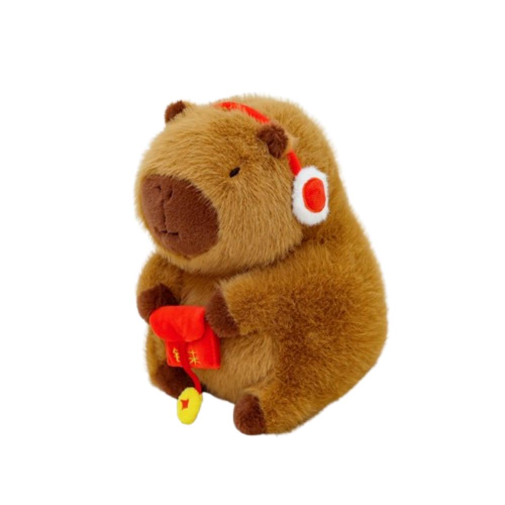 Мягкая игрушка капибара с имитацией, красный конверт, мягкая кукла капибара, плюшевая кукла капибара, рождественская игрушка