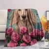 Afghan Hound and Roses,pattern Flannel Blanket, High quality Comfortable for All Seasons, Home Decor, Warmth and Comfort, Perfect for Gifts.