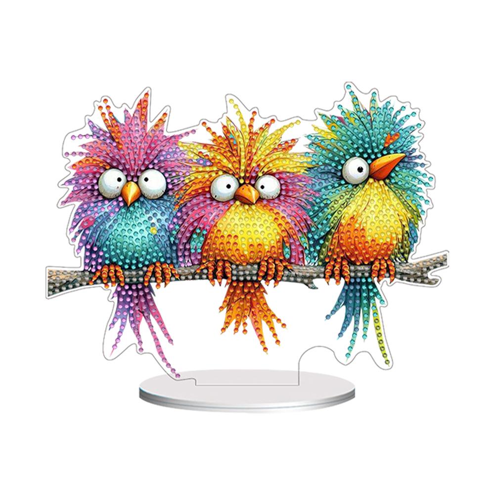 Special Shaped Bird On Branch Table Top Diamond Painting Ornament Kits Diamond Painting Desktop Ornaments Kit for Office Decor