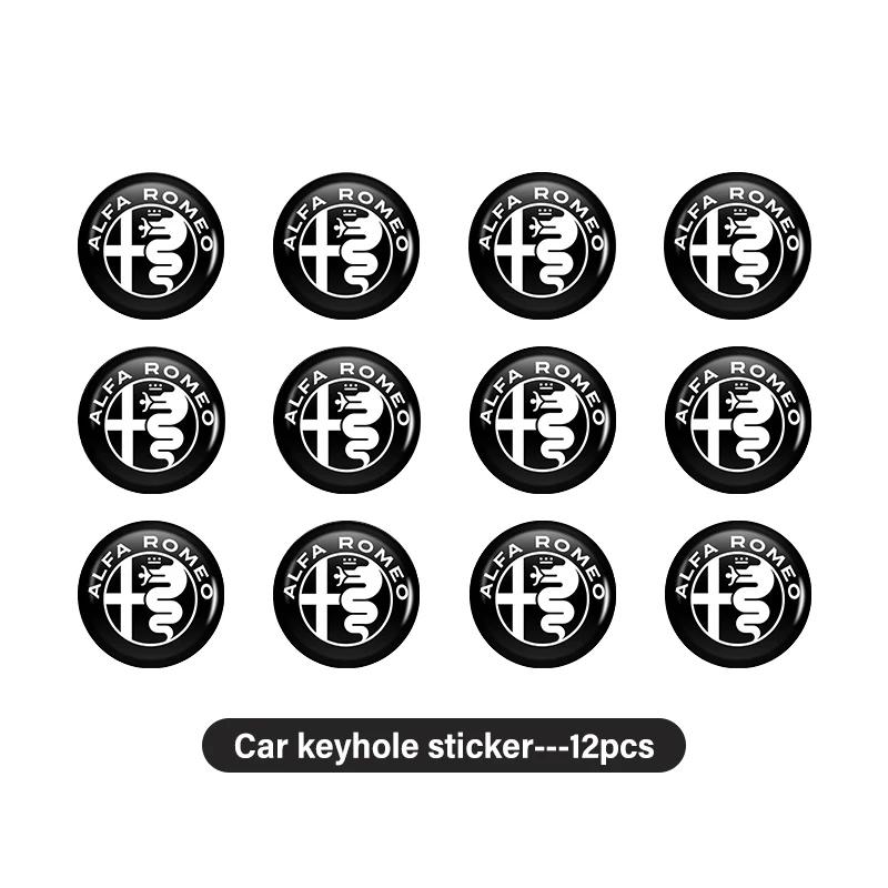 DCBLH1 8pcs Car Handle Door Keyhole Lock Core Protector Cover Sticker For Alfa Romeo 159 Giulietta Giulia 147 Mito 156 159 166 GT