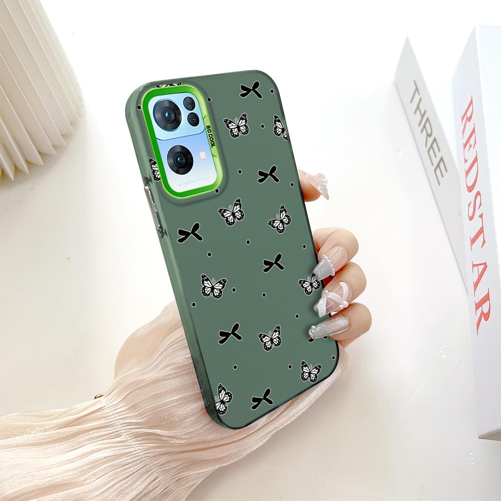 Окрашенный узор, цветной серебристый, двухсторонний, жесткий, противоударный чехол для телефона с защитой от падений для OnePlus OPPO Reno Realme