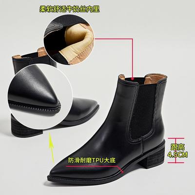 Женские зимние новые ботильоны-сигареты из остроносой кожи на толстом каблуке, бархатные ботильоны челси, женские повседневные универсальные ботинки