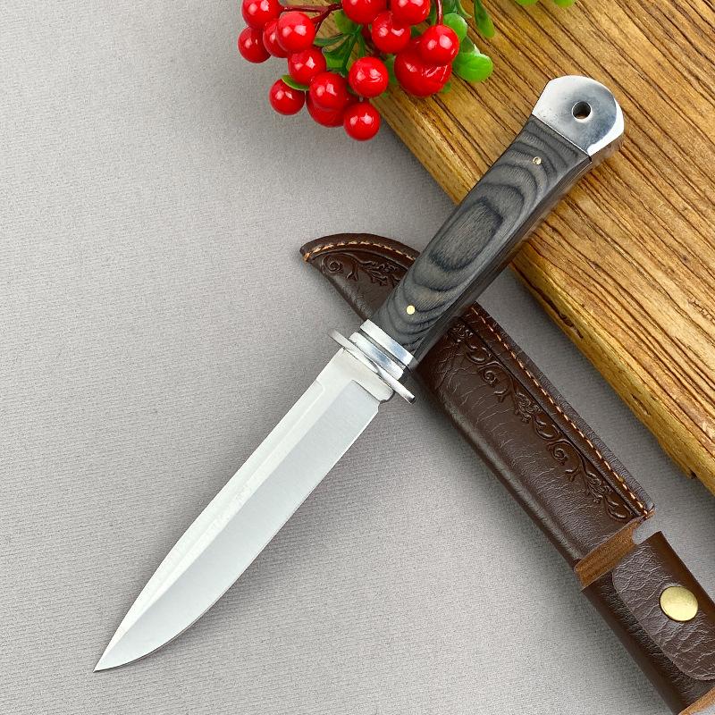 1 шт. Портативный кухонный нож с деревянной ручкой и ножнами для приготовления пищи на открытом воздухе и походов, многоцелевой нож для резки мяса и барбекю