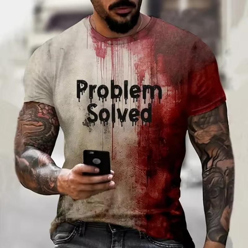 Men's T Shirts Print Tees Fashion Horrible Halloween Short Sleeve Casual Round Neck Oversized T-shirt Tops