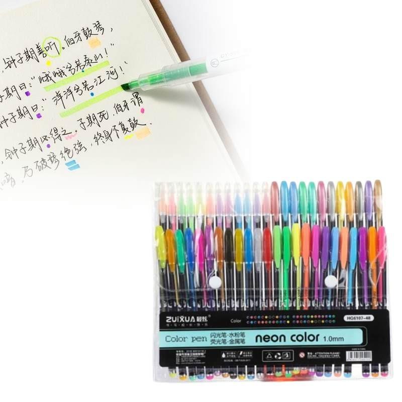 48 Color Watercolor Chalk Marker Set Student Doodle Coloring Bullet Gift Pen