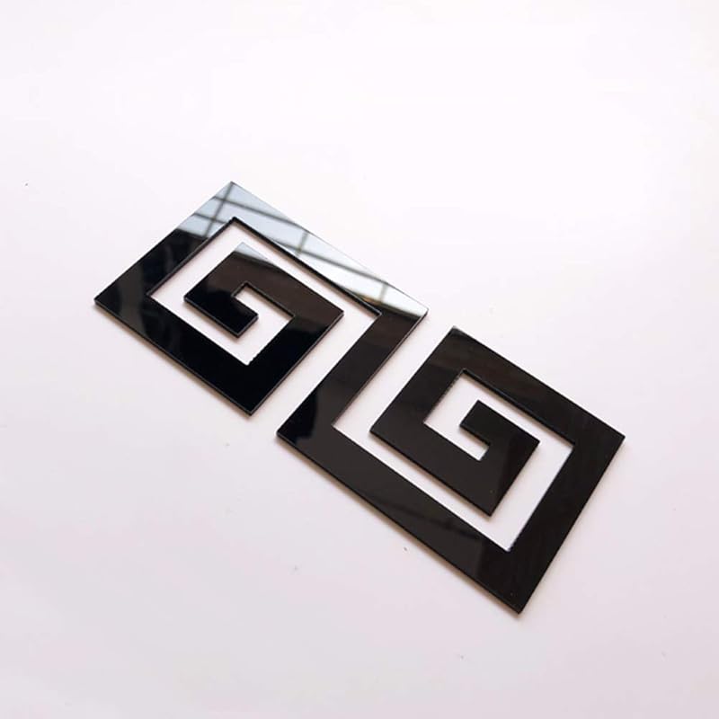 Acrylic Mirror Wall Stickers Decal Geometric Greek Key Pattern Acrylic Plastic Mirror DIY Wall Art Decor ,5pcs Gold