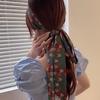 Chinese Style Printing Tied Hair Turban Ribbon Woman Headdress Long Strip Silk Scarf Headband
