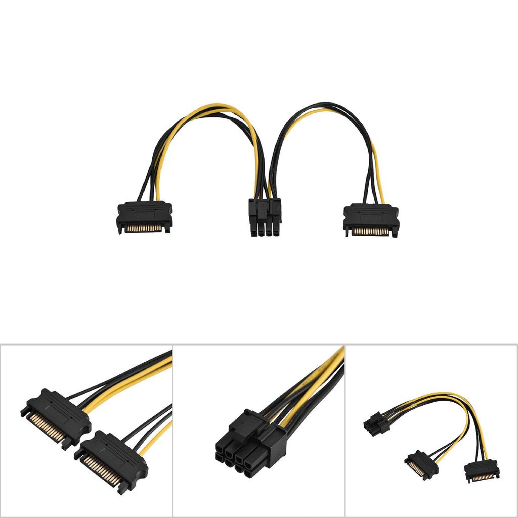 Кабель-адаптер питания PCI-E PCI Express с разъемом SATA Male (15 контактов) на Female (8 контактов), 0,2 м