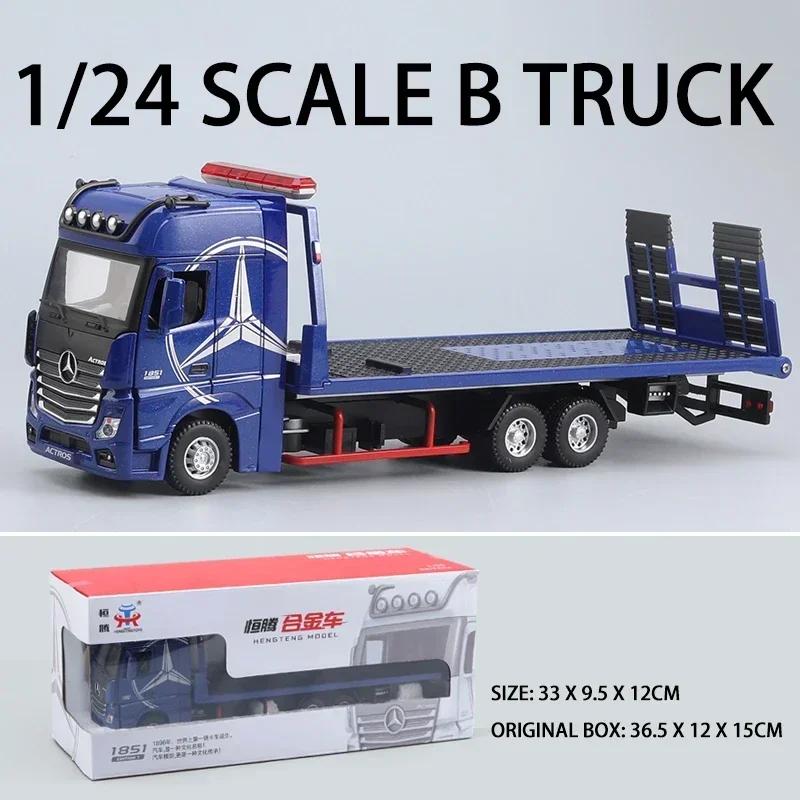 EFVAK1 1:24 Mercedes-Benz 1851 Flatbed Trailer Alloy Truck Model Car Diecast Toy Car Simulation Sound & Light Toys For Children Gift