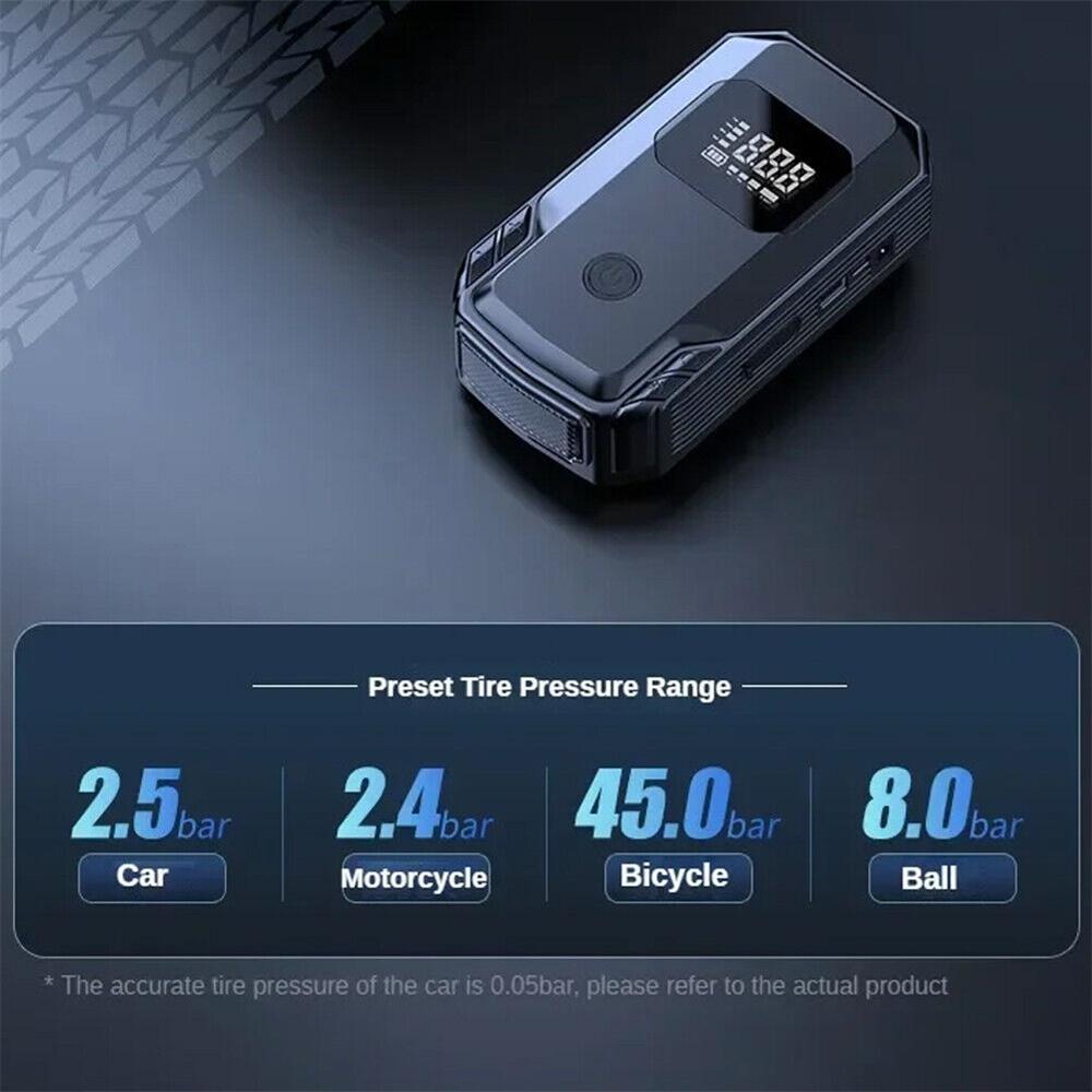 4 в 1 автомобильный пусковой компрессор, портативное зарядное устройство, мощное пусковое устройство для аккумулятора с фонариком, накачивающий шину