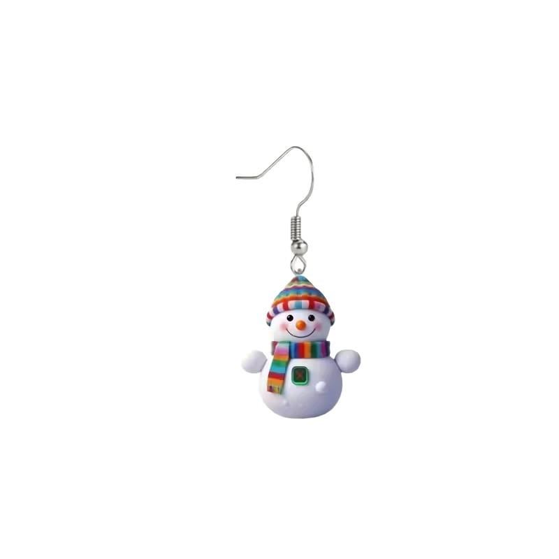 Acrylic Cartoon Snowman Earrings With Silver Studs For Casual Daywear