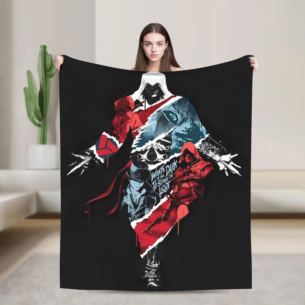 A-Assassins Game C-Creeds Fashion Flannel Blanket Warm Soft Bedding Throws for Home Decor Airplane Bedspread Sofa Bed Cover