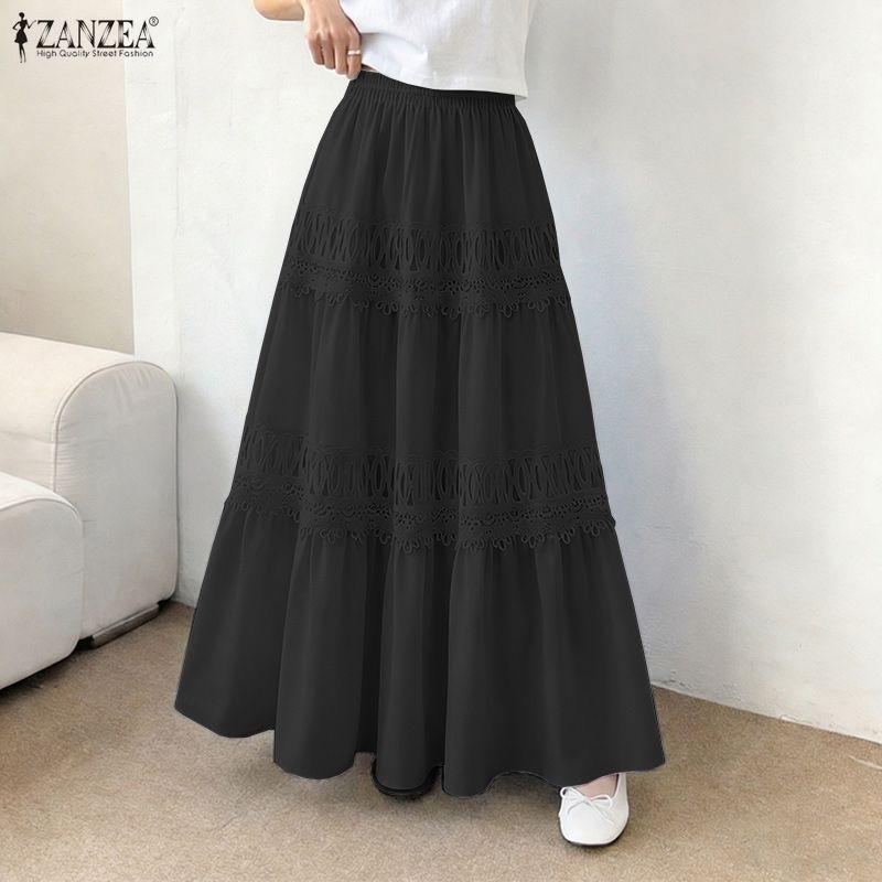 ZANZEA Женские повседневные свободные праздничные длинные юбки с эластичной талией