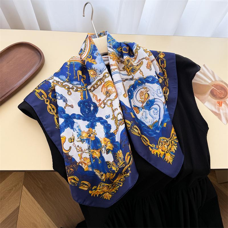 Print Scarf Luxury Hijab Bandana Handkerchief Silk Scarves Woman Headscarf Square Elegant Soft Lightweight Stylish Versatile