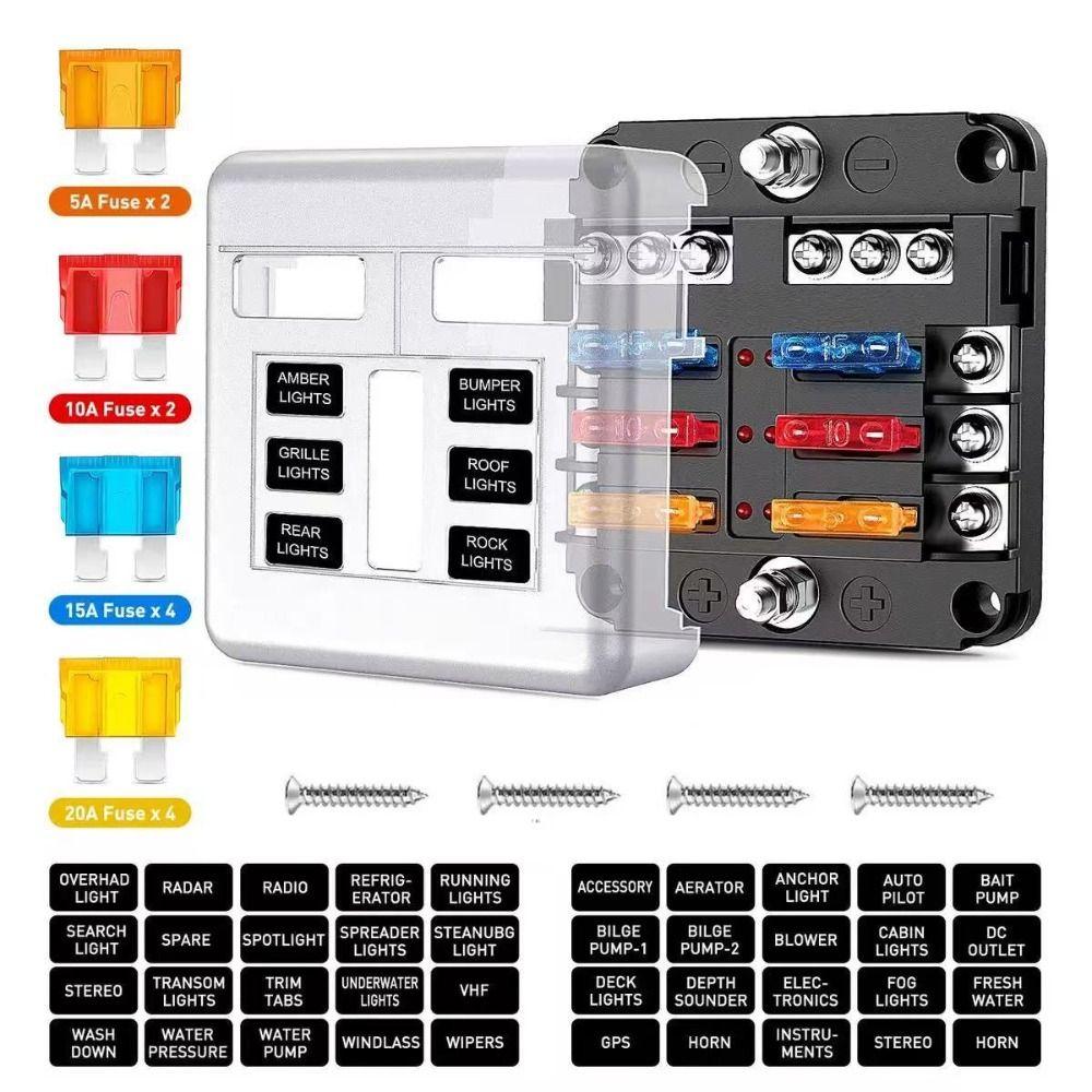 Negative Bus Bar Fuse Block 6 Ways Automotive Fuse Box For Car Marine Boat Remoulded