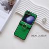 Woven Ring Holder Leather Phone Case for Samsung Galaxy Z Flip 6 5 4 3 Flip5 Flip4 Flip3 5G Protective Shockproof Cover