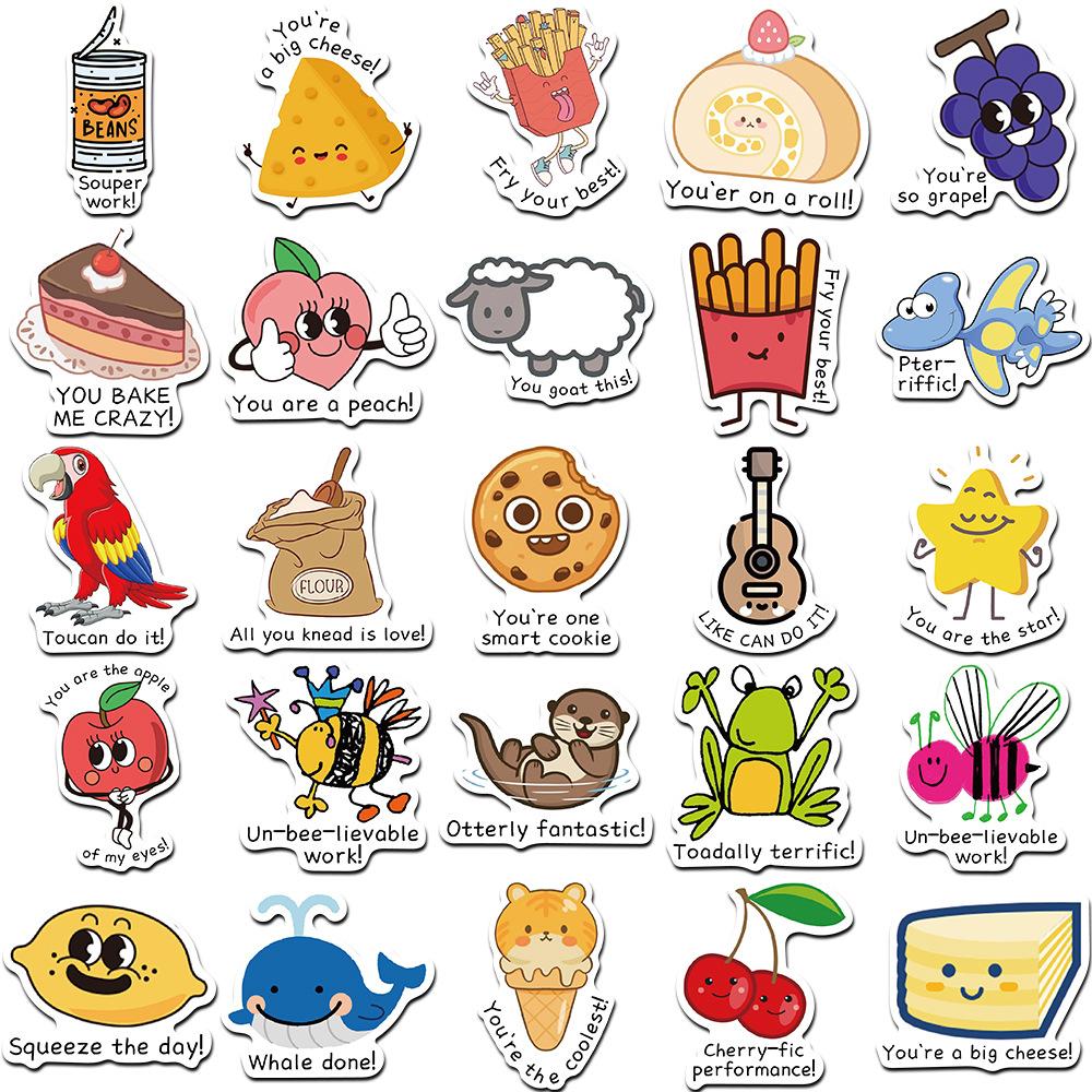 50 шт./компл. забавные английские детские награды серии 06 Emoji сленговые наклейки DIY модные водонепроницаемые наклейки-каракули