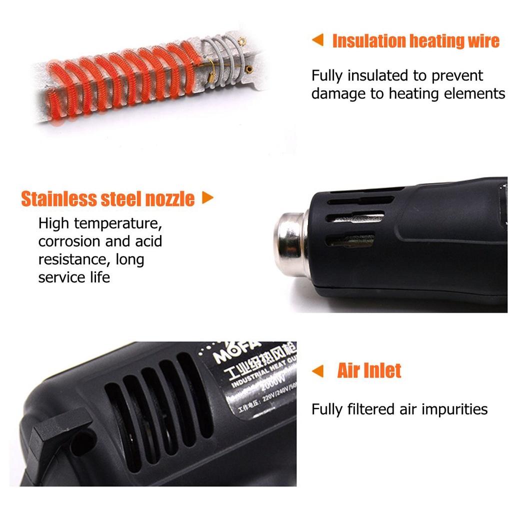 220 В 2000 Вт промышленные электрические фены терморегулятор тепловые пушки ЖК-дисплей термоусадочная упаковка термоэлектрический инструмент