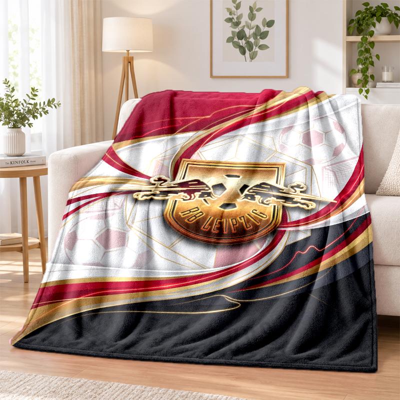 RB Leipzig Football Printed Flannel Blanket Warm Comfort Bed Throw For Indoor Home Decoration