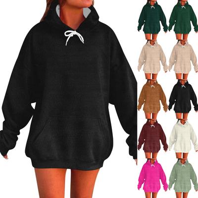 Женская модная повседневная толстовка с длинным рукавом и капюшоном, однотонная толстовка